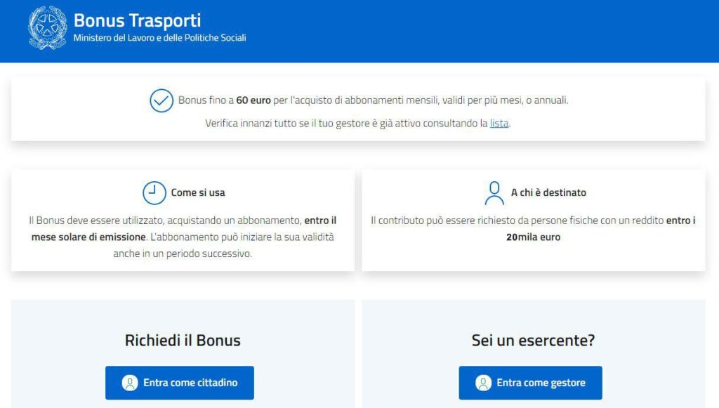 bonus trasporti